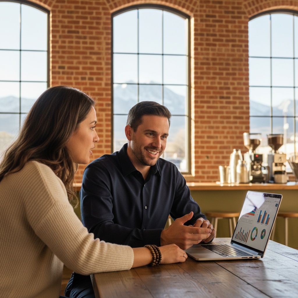 Explaining a local visibility review to a business owner in a Denver coffee shop