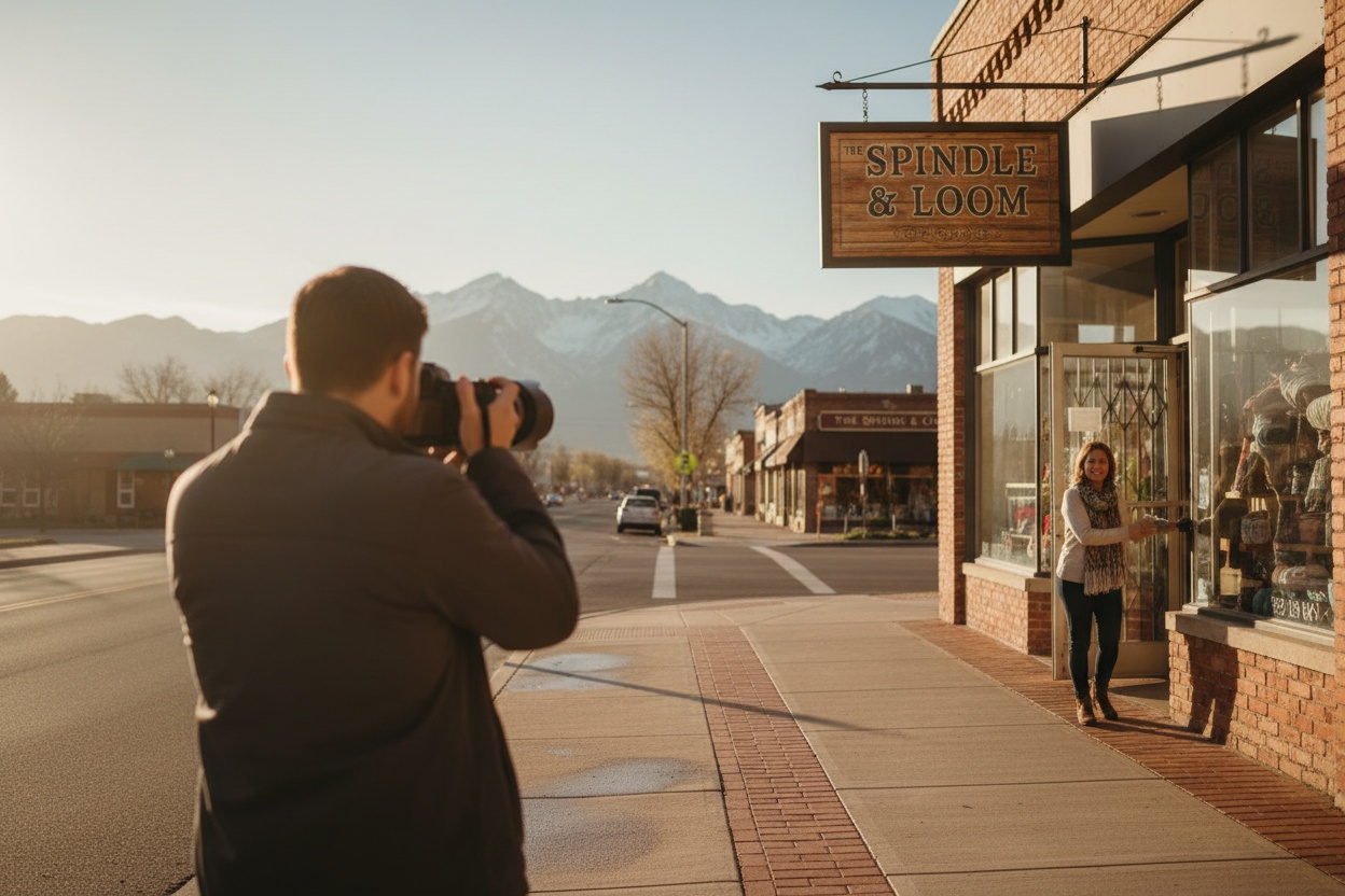 Photographing a storefront for a client photo library